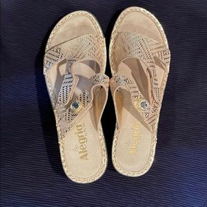 New Gold Platform Leather Sandals